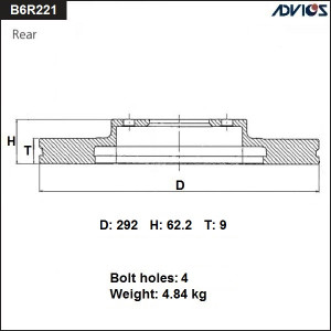 Диск тормозной B6R221B ADVICS