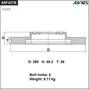 Диск тормозной A6F427B ADVICS