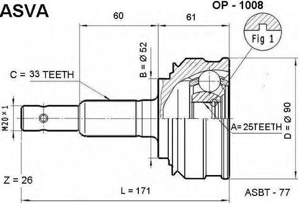 ШРУС OP-1008 ASVA