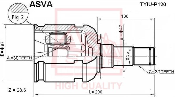 ШРУС TYIU-P120 ASVA