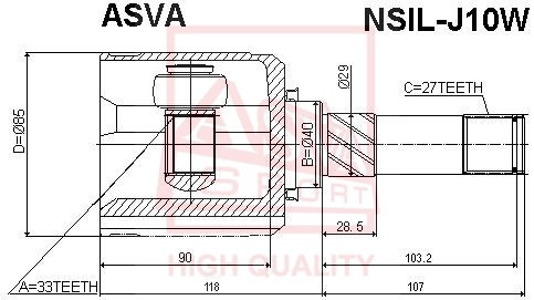 ШРУС NSIL-J10W ASVA