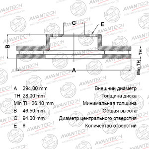 Диск тормозной BR0521S AVANTECH