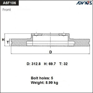 Диск тормозной A6F106B ADVICS