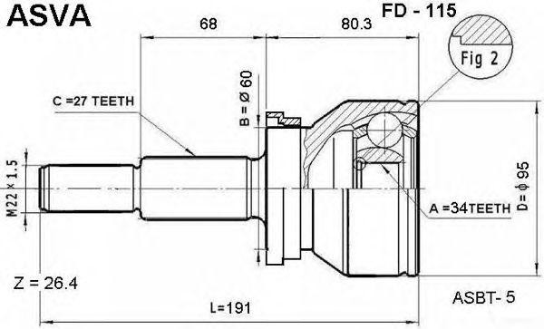 Вал привода колеса с ШРУСом FD-115 ASVA