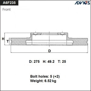 Диск тормозной A6F235B ADVICS