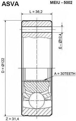 Вал привода колеса в сборе с ШРУСами MEIU-5002 ASVA