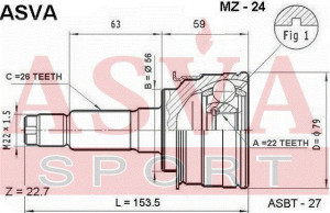 Вал привода колеса в сборе с ШРУСами MZ-24 ASVA