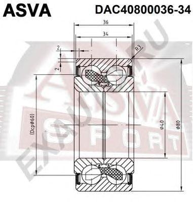 Подшипник ступицы колеса DAC40800036-34 ASVA