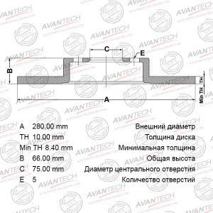 Диск тормозной BR0506 AVANTECH