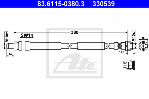 Шланг тормозной 83.6115-0380.3 ATE