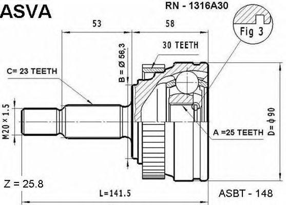 ШРУС RN-1316A30 ASVA