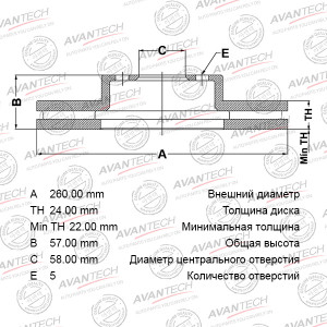 Диск тормозной BR0601S AVANTECH