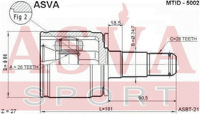 ШРУС MTID5002 ASVA