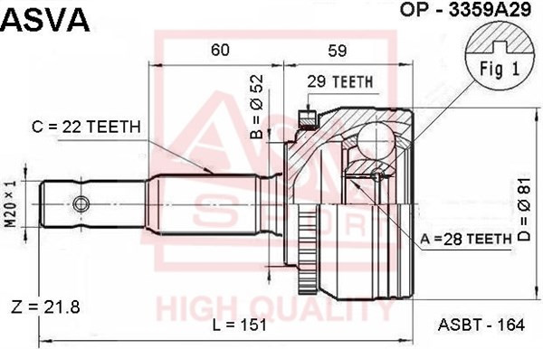 ШРУС OP-3359A29 ASVA