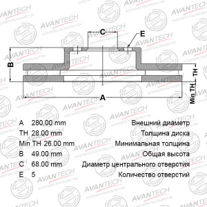 Диск тормозной BR0214S AVANTECH