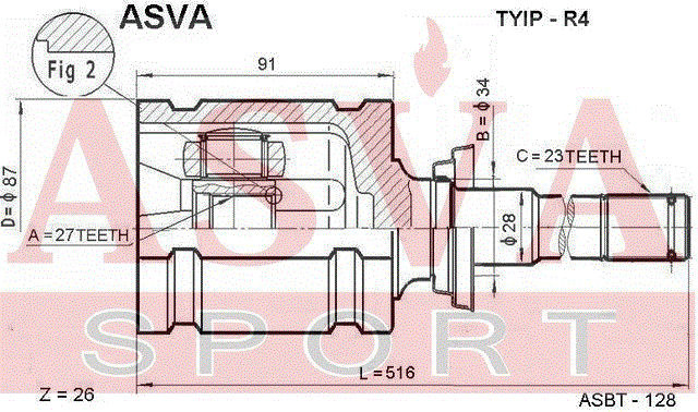 ШРУС TYIP-R4 ASVA