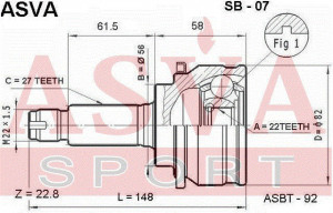 Вал привода колеса в сборе с ШРУСами SB-07 ASVA