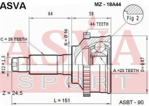 ШРУС MZ-18A44 ASVA