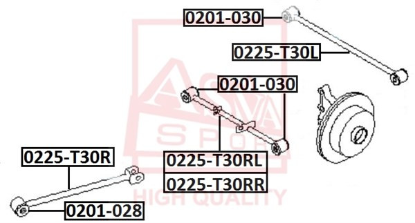 Рычаг подвески 0225-T30L ASVA