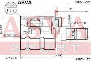 Вал привода колеса в сборе с ШРУСами BX5IL-001 ASVA