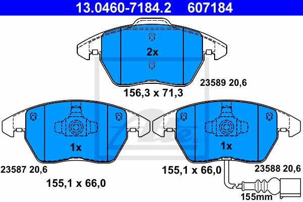 Колодки тормозные дисковые 13.0460-7184.2 ATE