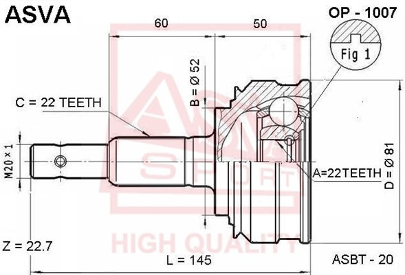 ШРУС OP-1007 ASVA