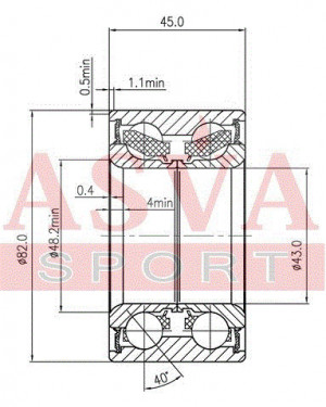 Подшипник ступицы колеса DAC43820045 ASVA