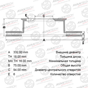 Диск тормозной BR0529S AVANTECH