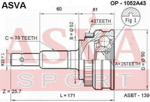 ШРУС OP-1052A43 ASVA