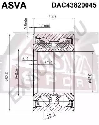 Подшипник ступицы колеса DAC43820045 ASVA