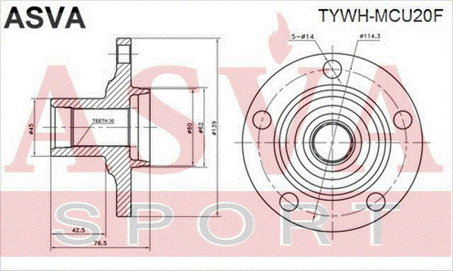 Ступица колеса TYWH-MCU20F ASVA