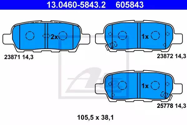 Колодки тормозные дисковые 13.0460-5843.2 ATE