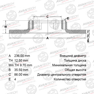 Диск тормозной BR2502 AVANTECH