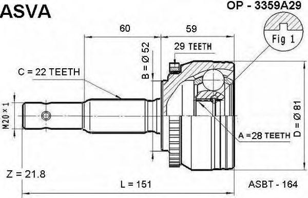 ШРУС OP-3359A29 ASVA