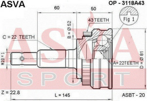 ШРУС OP3118A43 ASVA