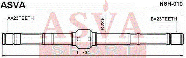 Вал привода колеса в сборе с ШРУСами NSH-010 ASVA