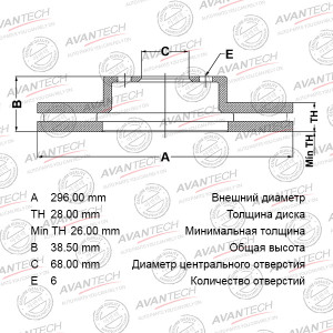 Диск тормозной BR0216S AVANTECH