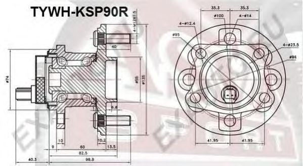 Подшипник ступицы колеса со ступицей (комплект) TYWH-KSP90R ASVA