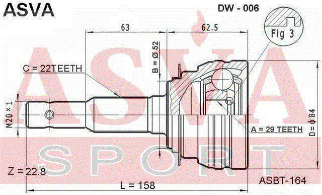 ШРУС DW-006 ASVA