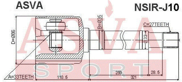 ШРУС NSIR-J10 ASVA