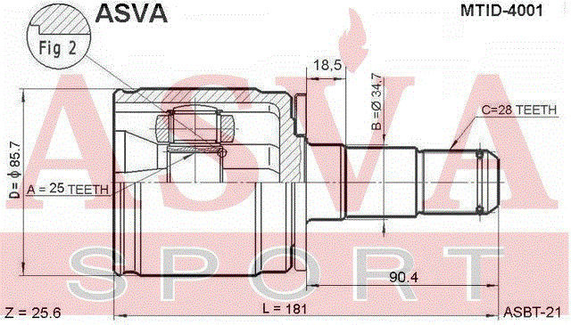 ШРУС MTID4001 ASVA