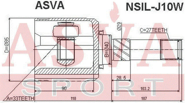 ШРУС NSIL-J10W ASVA