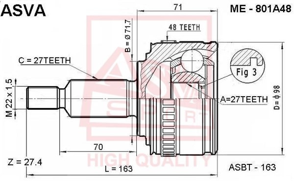 ШРУС ME-801A48 ASVA