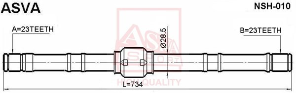 Вал привода колеса в сборе с ШРУСами NSH-010 ASVA