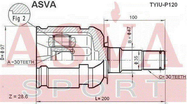 ШРУС TYIU-P120 ASVA