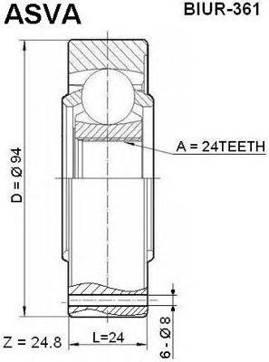 Вал привода колеса в сборе с ШРУСами BIUR-361 ASVA