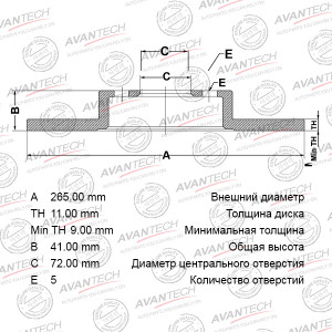 Диск тормозной BR0413S AVANTECH