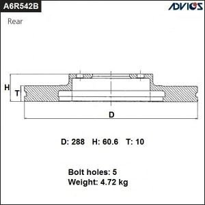 Диск тормозной A6R542B ADVICS