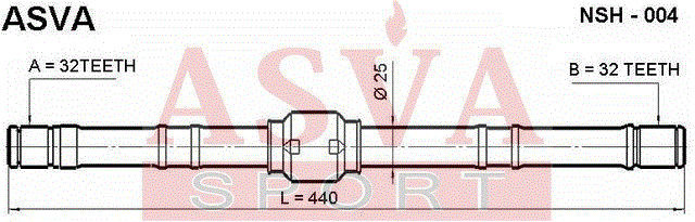 Вал привода колеса в сборе с ШРУСами NSH-004 ASVA