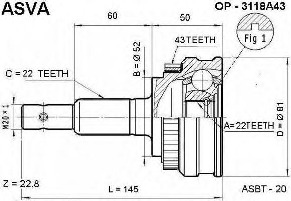 ШРУС OP3118A43 ASVA